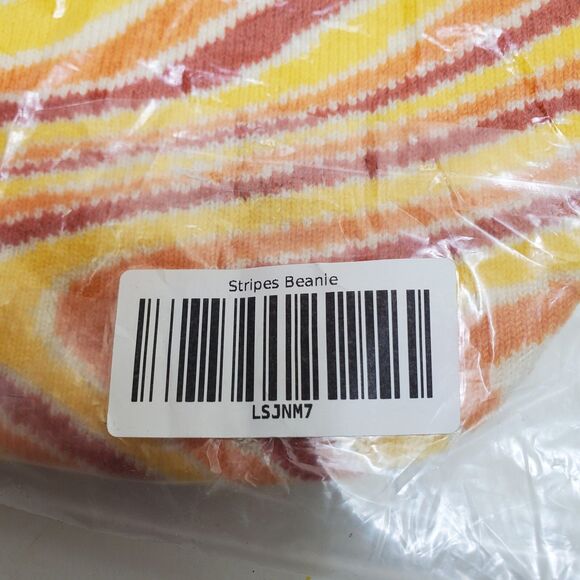 Flan Labs Stripes Beanie Hat Embroidered One Size Fits ALL 100% Cotton Knit NWT - Picture 7 of 7